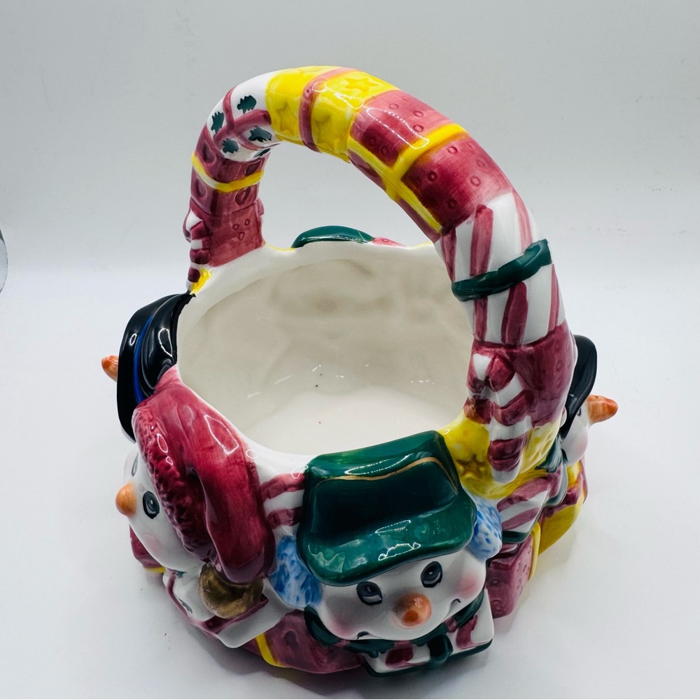 Vintage Jay Imports Snowman Family Ceramic Candy Dish Bowl